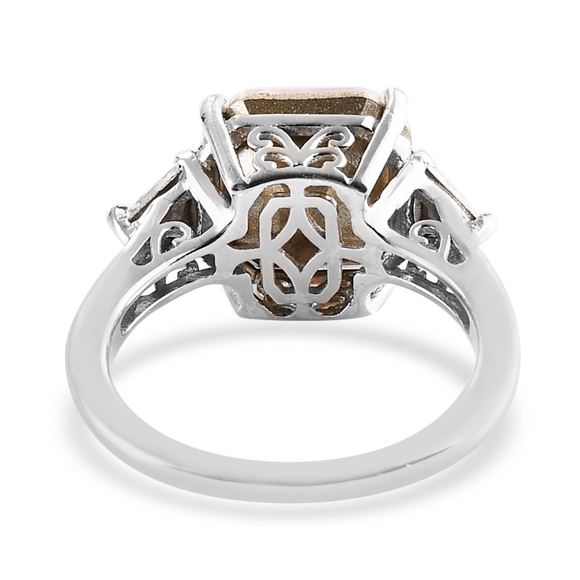 Swarovski Crystal Aurora Borealis, Emerald Cut Ring 925 Solid Sterling Silver. 8 - Picture 4 of 8